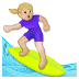 🏄🏼‍♀️ woman surfing: medium-light skin tone display on Samsung